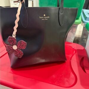 Kate Spade Black Tote with Floral Charm